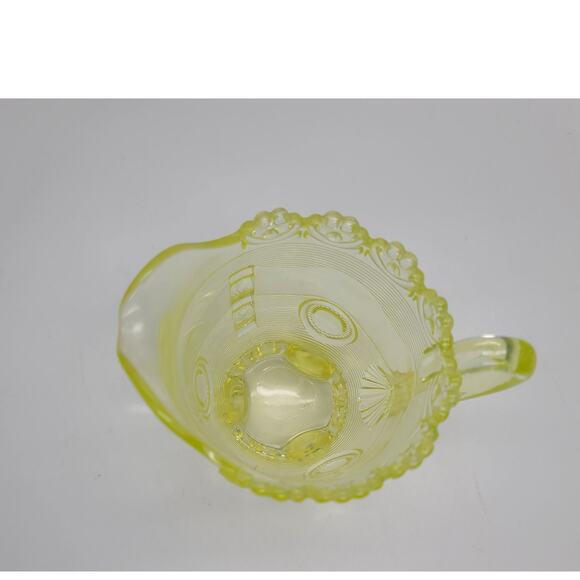 Antique Greentown Indiana Tumbler Vaseline Glass Creamer Dewey Pattern MINT - Picture 4 of 9